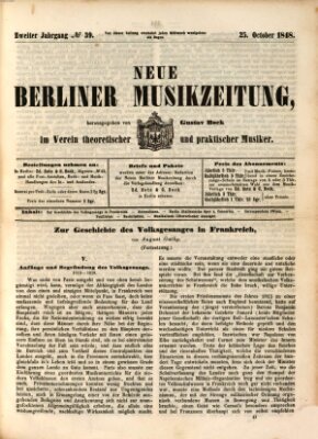 Neue Berliner Musikzeitung Mittwoch 25. Oktober 1848