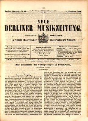 Neue Berliner Musikzeitung Mittwoch 1. November 1848