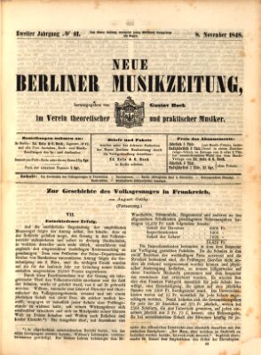 Neue Berliner Musikzeitung Mittwoch 8. November 1848