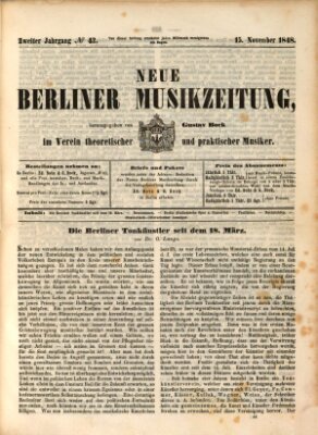 Neue Berliner Musikzeitung Mittwoch 15. November 1848