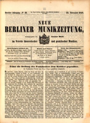 Neue Berliner Musikzeitung Mittwoch 22. November 1848