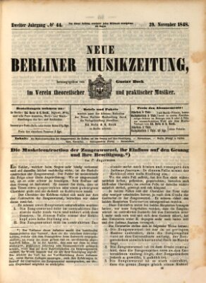 Neue Berliner Musikzeitung Mittwoch 29. November 1848