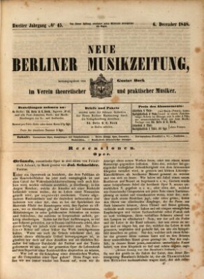 Neue Berliner Musikzeitung Mittwoch 6. Dezember 1848