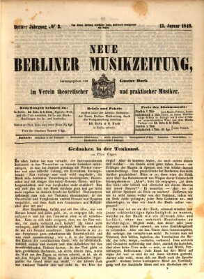 Neue Berliner Musikzeitung Samstag 13. Januar 1849