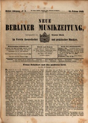 Neue Berliner Musikzeitung Mittwoch 14. Februar 1849