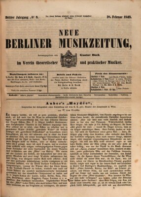 Neue Berliner Musikzeitung Mittwoch 28. Februar 1849