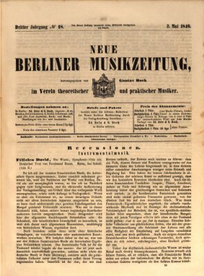 Neue Berliner Musikzeitung Mittwoch 2. Mai 1849