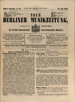 Neue Berliner Musikzeitung Mittwoch 20. Juni 1849