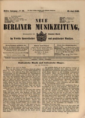 Neue Berliner Musikzeitung Mittwoch 27. Juni 1849