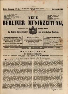 Neue Berliner Musikzeitung Mittwoch 15. August 1849