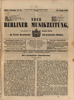 Neue Berliner Musikzeitung Mittwoch 29. August 1849