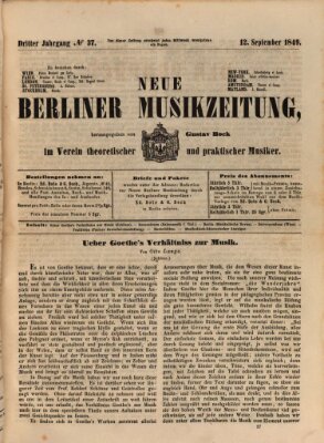 Neue Berliner Musikzeitung Mittwoch 12. September 1849