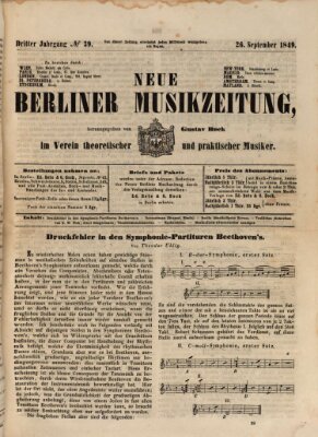 Neue Berliner Musikzeitung Mittwoch 26. September 1849