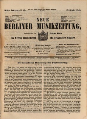 Neue Berliner Musikzeitung Mittwoch 17. Oktober 1849