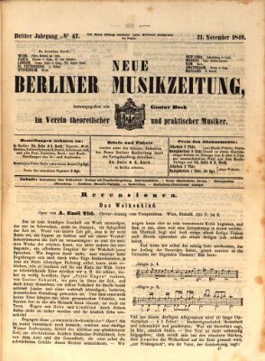 Neue Berliner Musikzeitung Mittwoch 21. November 1849