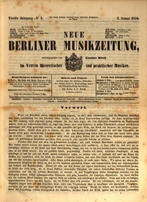 Neue Berliner Musikzeitung Mittwoch 2. Januar 1850