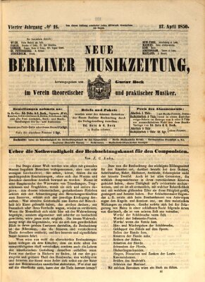 Neue Berliner Musikzeitung Mittwoch 17. April 1850