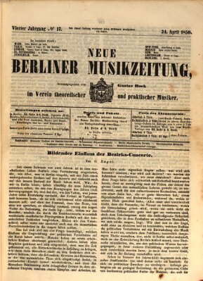 Neue Berliner Musikzeitung Mittwoch 24. April 1850