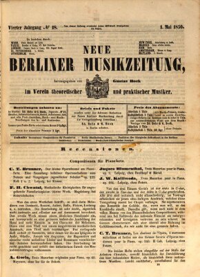 Neue Berliner Musikzeitung Mittwoch 1. Mai 1850