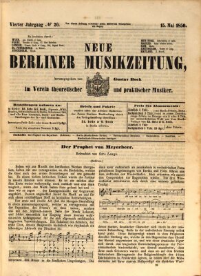 Neue Berliner Musikzeitung Mittwoch 15. Mai 1850