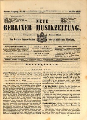 Neue Berliner Musikzeitung Mittwoch 22. Mai 1850