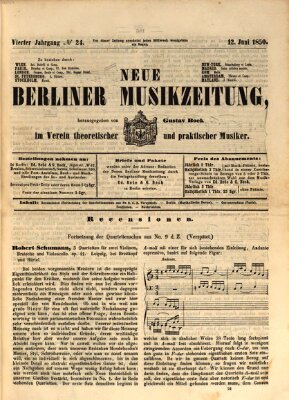 Neue Berliner Musikzeitung Mittwoch 12. Juni 1850