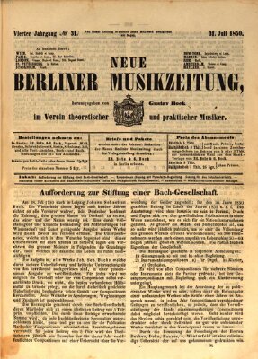 Neue Berliner Musikzeitung Mittwoch 31. Juli 1850