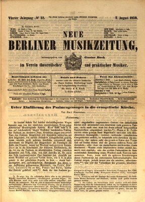 Neue Berliner Musikzeitung Mittwoch 7. August 1850