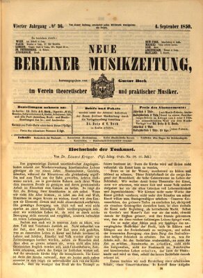 Neue Berliner Musikzeitung Mittwoch 4. September 1850