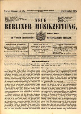 Neue Berliner Musikzeitung Mittwoch 27. November 1850