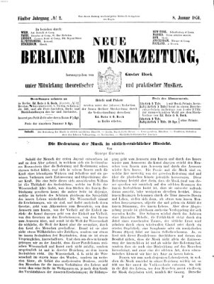 Neue Berliner Musikzeitung Mittwoch 8. Januar 1851