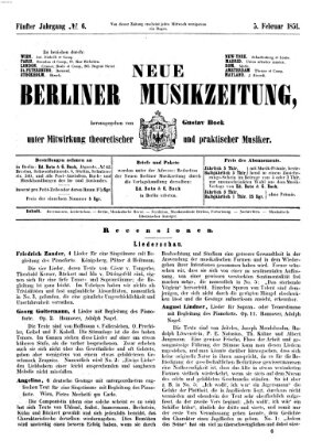 Neue Berliner Musikzeitung Mittwoch 5. Februar 1851