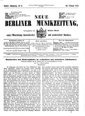 Neue Berliner Musikzeitung Mittwoch 26. Februar 1851