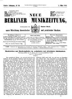 Neue Berliner Musikzeitung Mittwoch 5. März 1851