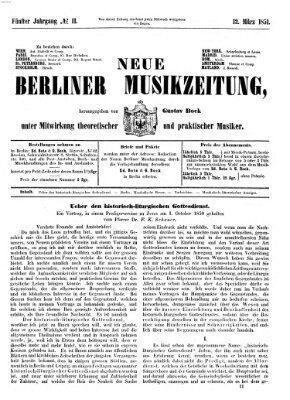 Neue Berliner Musikzeitung Mittwoch 12. März 1851