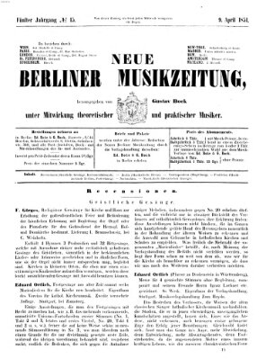 Neue Berliner Musikzeitung Mittwoch 9. April 1851