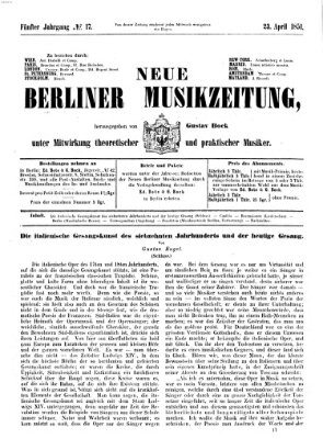 Neue Berliner Musikzeitung Mittwoch 23. April 1851