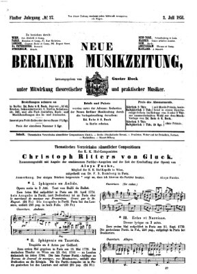 Neue Berliner Musikzeitung Mittwoch 2. Juli 1851