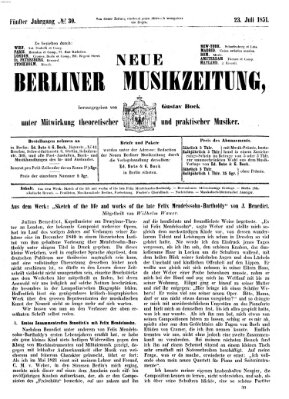 Neue Berliner Musikzeitung Mittwoch 23. Juli 1851