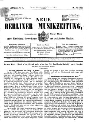 Neue Berliner Musikzeitung Mittwoch 30. Juli 1851