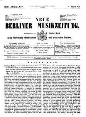 Neue Berliner Musikzeitung Mittwoch 6. August 1851