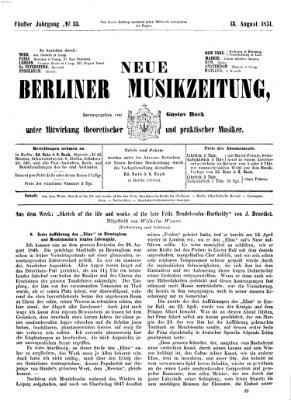 Neue Berliner Musikzeitung Mittwoch 13. August 1851