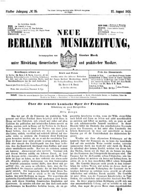 Neue Berliner Musikzeitung Mittwoch 27. August 1851