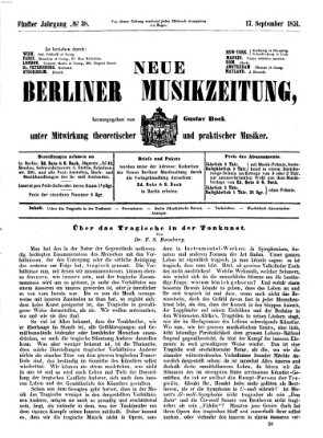 Neue Berliner Musikzeitung Mittwoch 17. September 1851