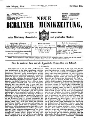 Neue Berliner Musikzeitung Mittwoch 29. Oktober 1851