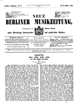 Neue Berliner Musikzeitung Mittwoch 19. November 1851