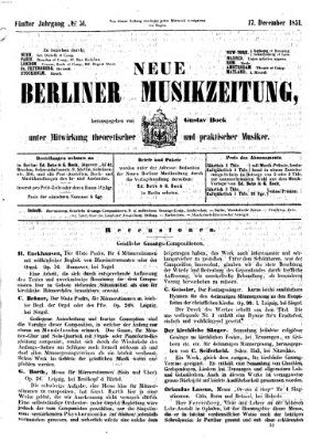 Neue Berliner Musikzeitung Mittwoch 17. Dezember 1851