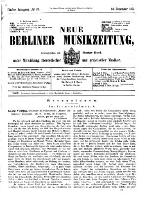 Neue Berliner Musikzeitung Mittwoch 24. Dezember 1851