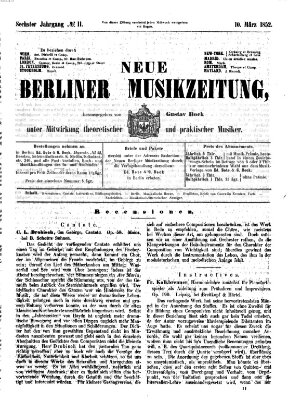 Neue Berliner Musikzeitung Mittwoch 10. März 1852
