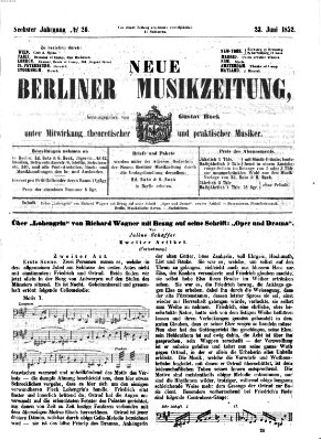 Neue Berliner Musikzeitung Mittwoch 23. Juni 1852